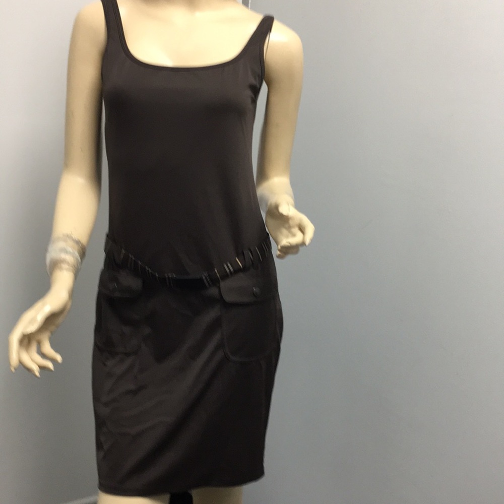 Burberry London brown shirt dress logo belt size S